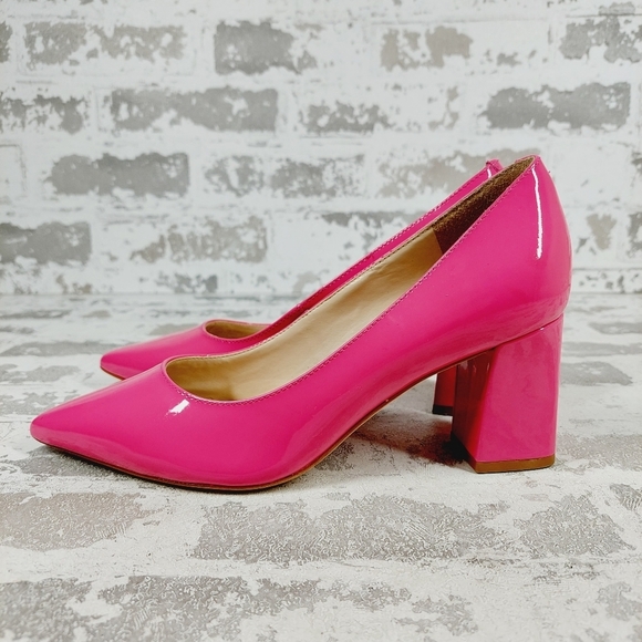 Marc Fisher Shoes - NEW Marc Fisher Zala Pink Patent Leather Block Heel Pointed Toe Heels W619